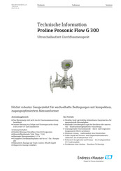 Endress+Hauser Proline Prosonic Flow G 300 Technische Information