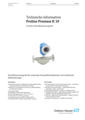 Endress+Hauser Proline Promass K 10 Technische Information