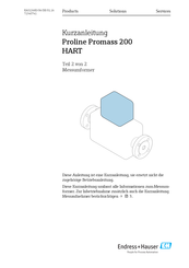 Endress+Hauser Proline Promass 200 HART Kurzanleitung