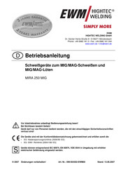 EWM HIGHTEC WELDING MIRA 250 MIG Betriebsanleitung