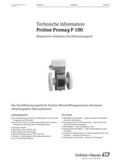 Endress+Hauser Proline Promag P 100 Technische Information