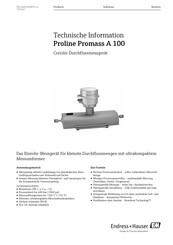Endress+Hauser Proline Promass A 100 Technische Information