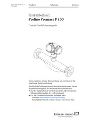 Endress+Hauser Proline Promass F 200 Kurzanleitung