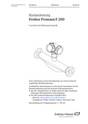Endress+Hauser Proline Promass F 200 Kurzanleitung