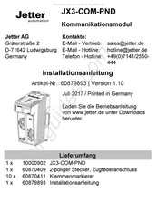 Jetter JX3-COM-PND Installationsanleitung