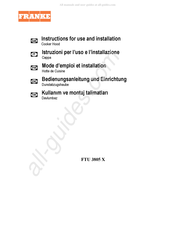 Franke FTU 3805 X Bedienungsanleitung Und Einrichtung