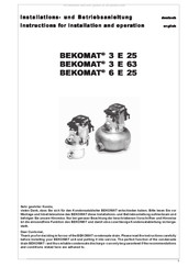 Beko BEKOMAT 3 E 25 Installation Und Betriebsanleitung