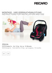 RECARO Privia Montage- Und Gebrauchsanleitung