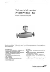 Endress+Hauser Promass 100 Technische Information