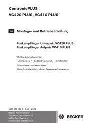 Becker CentronicPLUS Montage- Und Betriebsanleitung