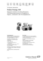 Endress+Hauser Proline Promag 10H Technische Information