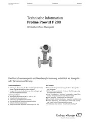 Endress+Hauser Proline Promass F 200 Technische Information