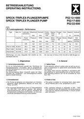 Speck P52/12-1000 Betriebsanleitung
