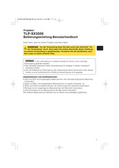 Toshiba TLP-SX3500 Bedienungsanleitung-Benutzerhandbuch