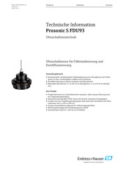Endress+Hauser Prosonic S FDU93 Technische Information