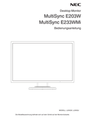 NEC MultiSync E203W Bedienungsanleitung