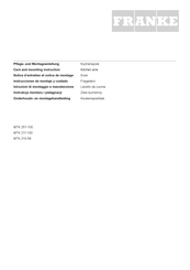 Franke MTK 251-100 Pflege- Und Montageanleitung