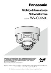 Panasonic WV-S2550L Wichtige Informationen