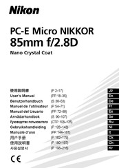 Nikon PC-E Micro NIKKOR 85mm f/2.8D ED Benutzerhandbuch
