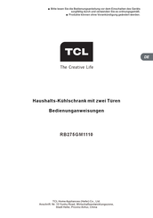 TCL RB275GM1110 Bedienungsanweisungen