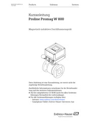 Endress+Hauser Proline Promag W 800 Kurzanleitung