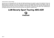PIAGGIO LUM Beverly Sport Touring ASR Bedienungsanleitung