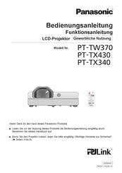 Panasonic PJLink PT-TX340 Bedienungsanleitung