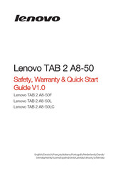 Lenovo TAB 2 A8-50 Sicherheit, Garantie & Schnellstart