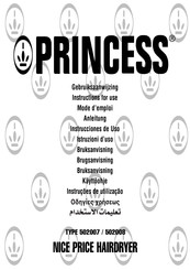 Princess NICE PRICE HAIRDRYER TYP 502007 Anleitung