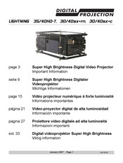 Digital Projection LIGHTNING 40HD-T Wichtige Informationen