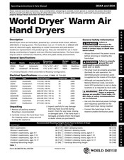 World Dryer Warm Air D Betriebsanweisung Und Teile-Handbuch