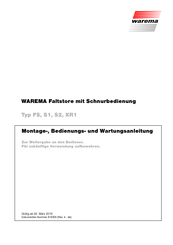 WAREMA S1 Montage-, Bedienungs- Und Wartungsanleitung
