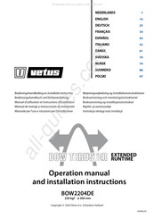 Vetus Bow Thruster BOW2204DE Bedienungshandbuch Und Einbauanleitung