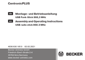 Becker CentronicPLUS Montage- Und Betriebsanleitung