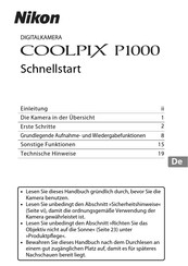 Nikon COOLPIX P1000 Schnellstart