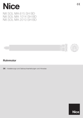 Nice NEXT NX SOL MA 2010 SH BD Installierungs-Und Gebrauchsanleitungen Und Hinweise