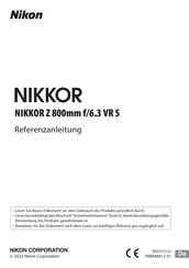 Nikon NIKKOR Z 800mm f/6.3 VR S Referenz-Anleitung