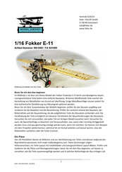 Faller MODEL AIRWAYS 1/16 Fokker E-11 Bedienungsanleitung