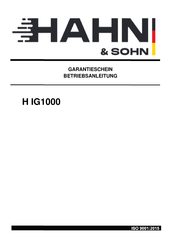 Hahn & Sohn H IG1000 Betriebsanleitung