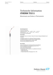 Endress+Hauser iTHERM TS111 Technische Information