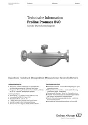 Endress+Hauser Proline Promass 84O Technische Information