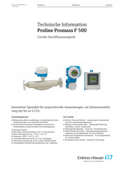 Endress+Hauser Proline Promass F 500 Technische Information