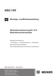 Becker GS2/12V Montage- Und Betriebsanleitung