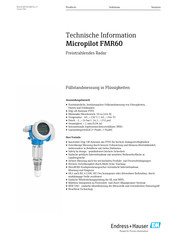 Endress+Hauser Micropilot FMR60 Technische Information