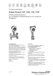 Endress+Hauser Proline Prowirl 73W Technische Information