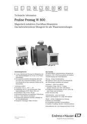 Endress+Hauser Proline Promag W 800 Technische Information