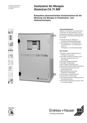 Endress+Hauser Stamolys CA71MN Technische Information