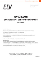 elv LoRaWAN ELV-LW-ESI Bau- Und Bedienungsanleitung