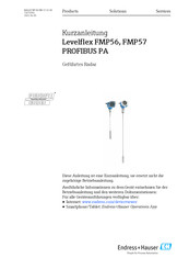 Endress+Hauser Levelflex FMP56 PROFIBUS PA Kurzanleitung