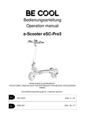 be cool eSC-Pro3 Bedienungsanleitung